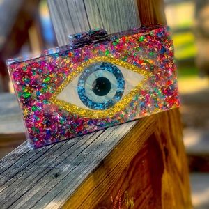Rainbow Confetti Eye Clutch